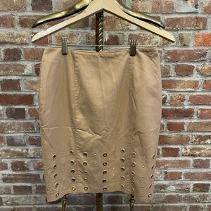 White House Black Market Tan Pencil Skirt with Grommets